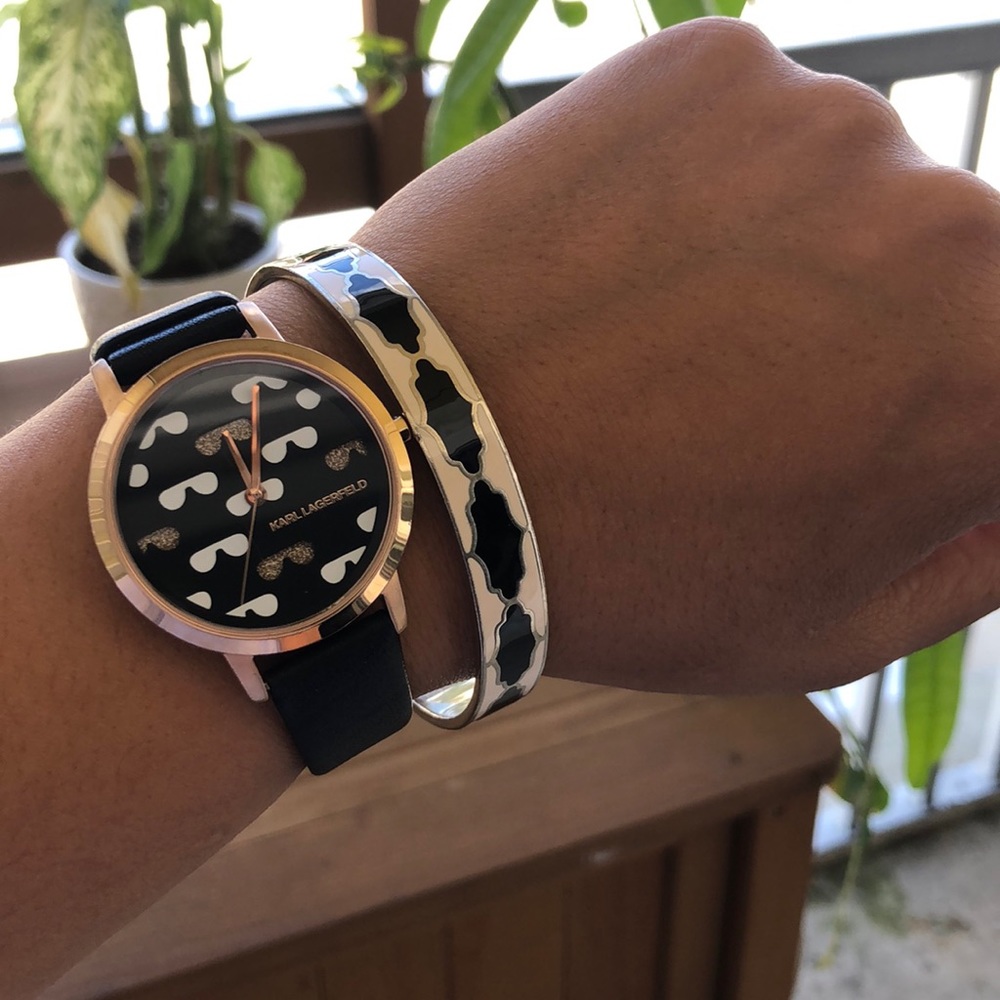 Karl Lagerfeld Leather Watch (sunglasses design)